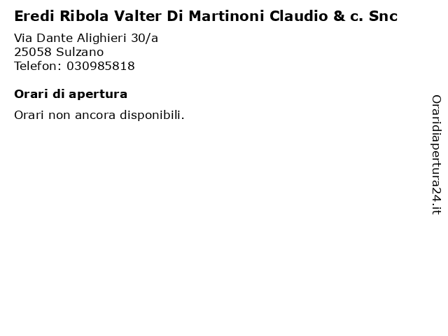 Eredi Ribola Valter Di Martinoni Claudio & c. Snc a Sulzano: indirizzo e orari di apertura