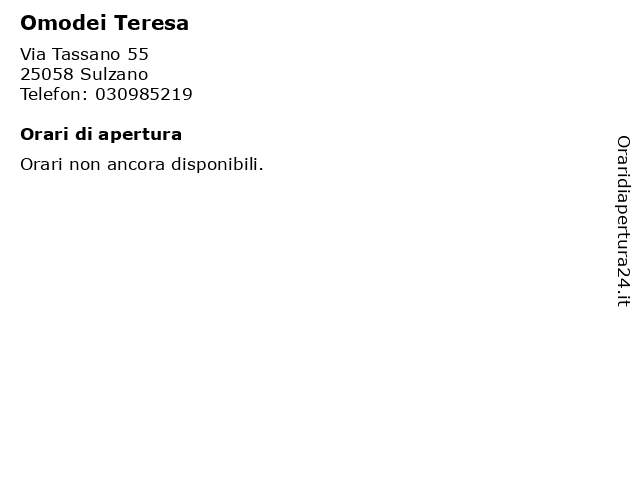 Omodei Teresa a Sulzano: indirizzo e orari di apertura