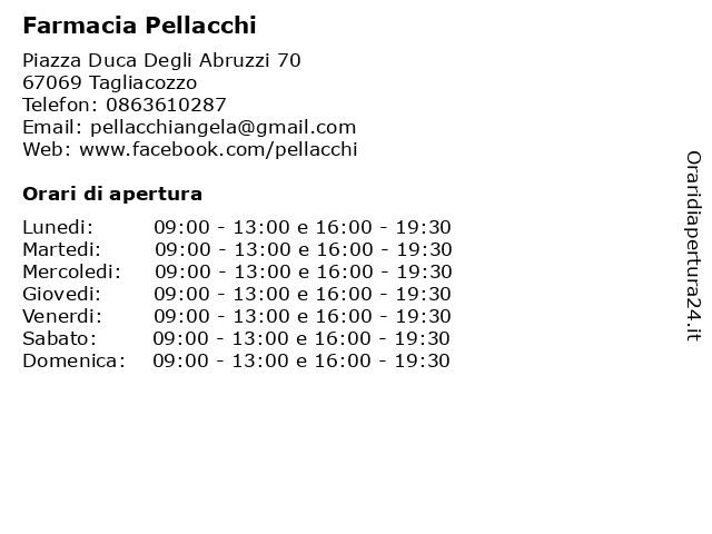 Farmacia Pellacchi a Tagliacozzo: indirizzo e orari di apertura
