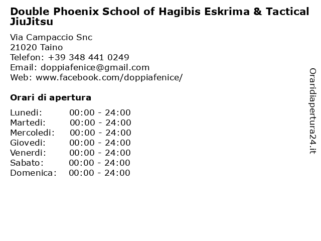Double Phoenix School of Hagibis Eskrima & Tactical JiuJitsu a Taino: indirizzo e orari di apertura