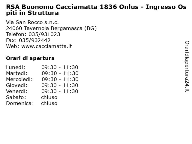 RSA Buonomo Cacciamatta 1836 Onlus - Ingresso Ospiti in Struttura a Tavernola Bergamasca (BG): indirizzo e orari di apertura