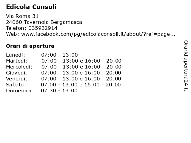 Edicola Consoli a Tavernola Bergamasca: indirizzo e orari di apertura