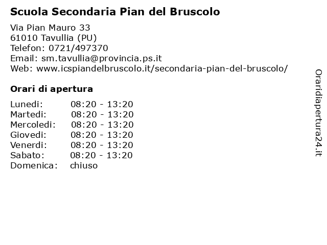 á… Orari Di Apertura Scuola Secondaria Pian Del Bruscolo Via Pian Mauro