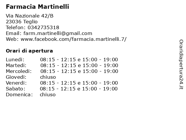 Farmacia Martinelli a Teglio: indirizzo e orari di apertura