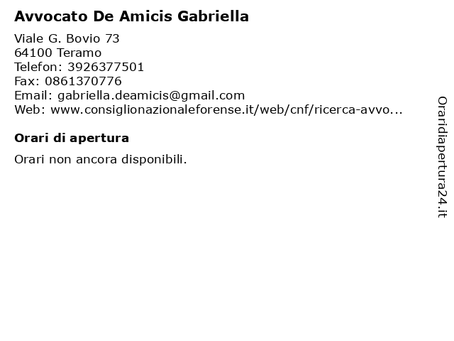 Avvocato De Amicis Gabriella a Teramo: indirizzo e orari di apertura