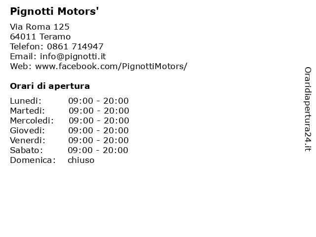 Pignotti Motors' a Teramo: indirizzo e orari di apertura