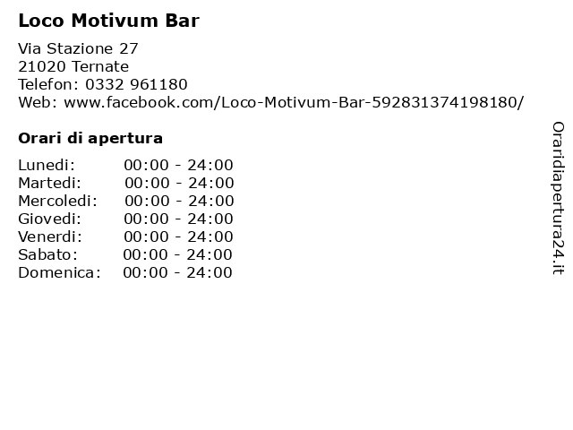 Loco Motivum Bar a Ternate: indirizzo e orari di apertura