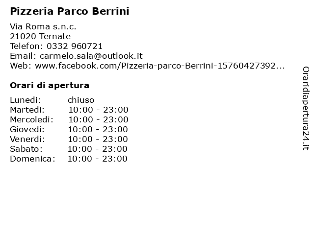 Pizzeria Parco Berrini a Ternate: indirizzo e orari di apertura