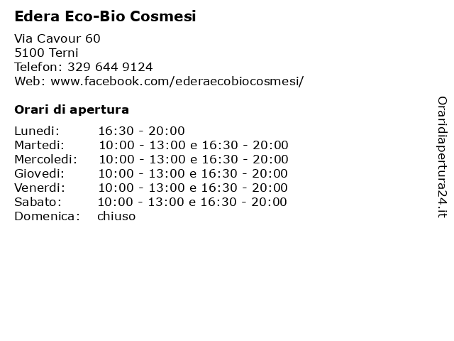 Edera Eco-Bio Cosmesi a Terni: indirizzo e orari di apertura