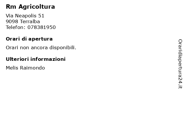 Rm Agricoltura a Terralba: indirizzo e orari di apertura