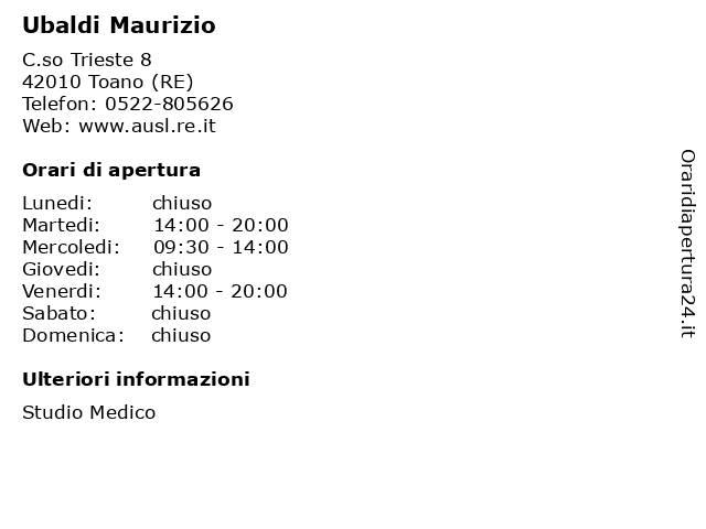 Ubaldi Maurizio a Toano (RE): indirizzo e orari di apertura
