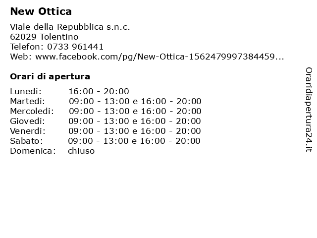New Ottica a Tolentino: indirizzo e orari di apertura