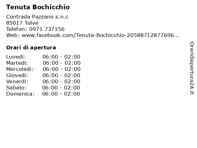 Tenuta Bochicchio a Tolve: indirizzo e orari di apertura
