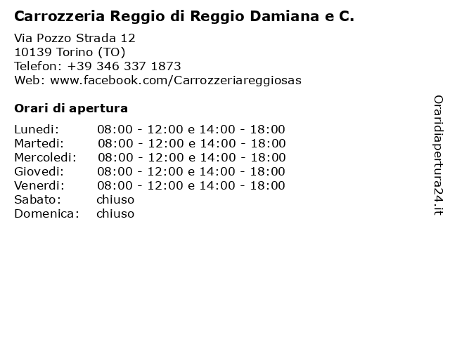 Carrozzeria Reggio di Reggio Damiana e C. a Torino (TO): indirizzo e orari di apertura