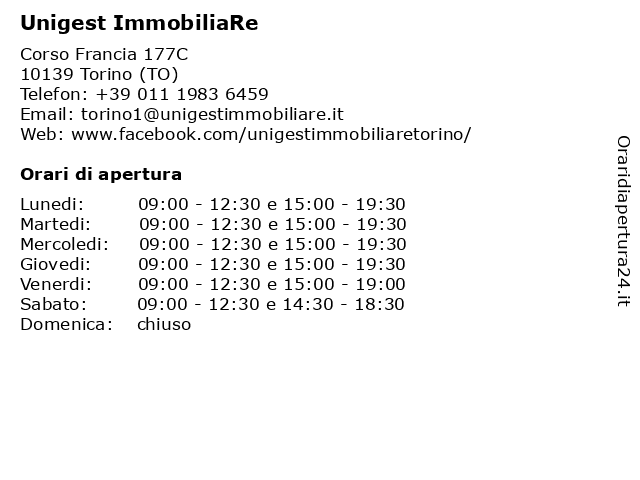 Unigest ImmobiliaRe a Torino (TO): indirizzo e orari di apertura