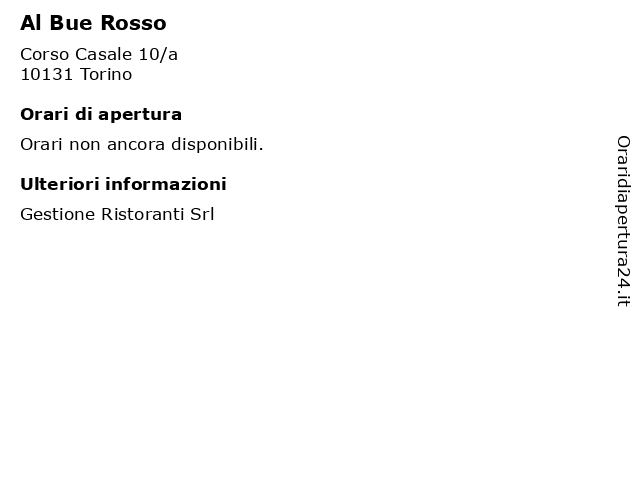 Al Bue Rosso a Torino: indirizzo e orari di apertura