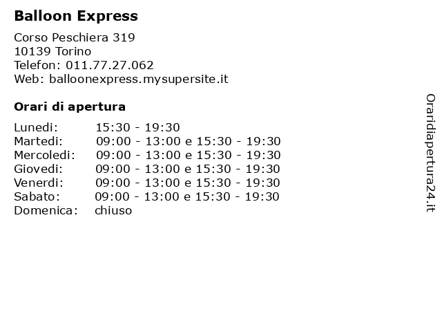 ᐅ Orari Balloon Express Corso Peschiera 319 Torino