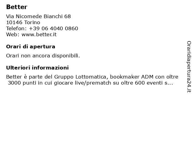 Better a Torino: indirizzo e orari di apertura