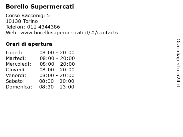 Borello Supermercati a Torino: indirizzo e orari di apertura
