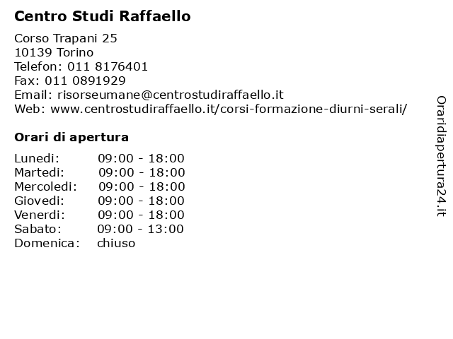 Centro Studi Raffaello a Torino: indirizzo e orari di apertura