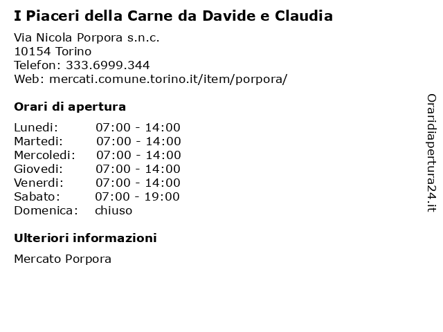 I Piaceri della Carne da Davide e Claudia a Torino: indirizzo e orari di apertura