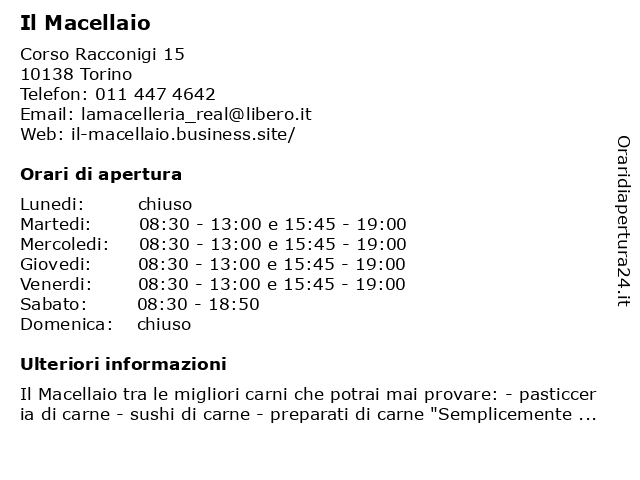 Macelleria Danilo e Fabrizio a Torino: indirizzo e orari di apertura
