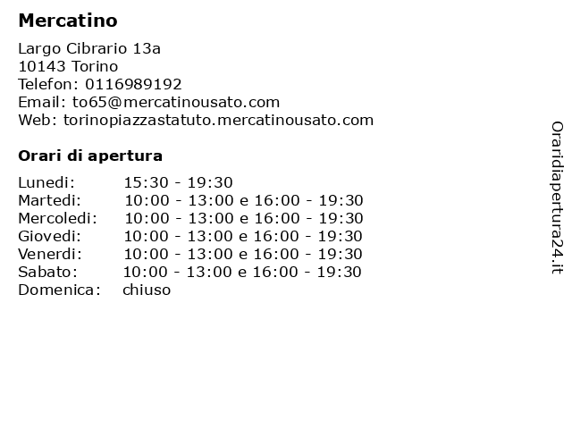 Mercatino a Torino: indirizzo e orari di apertura