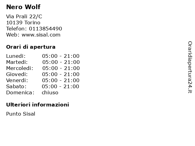 Nero Wolf a Torino: indirizzo e orari di apertura