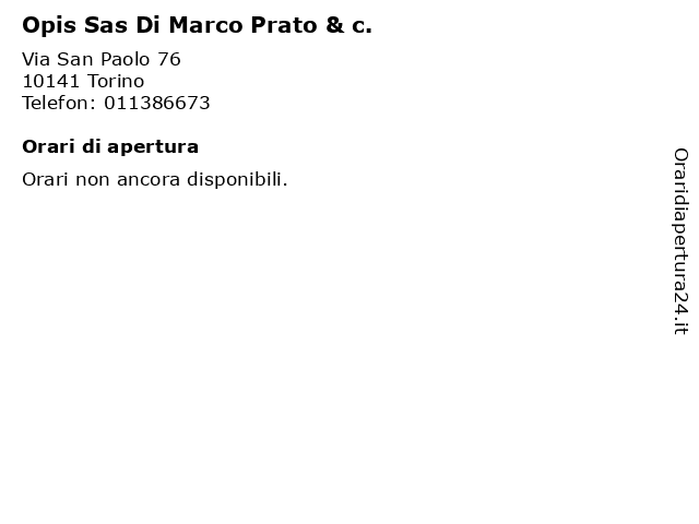 Opis Sas Di Marco Prato & c. a Torino: indirizzo e orari di apertura