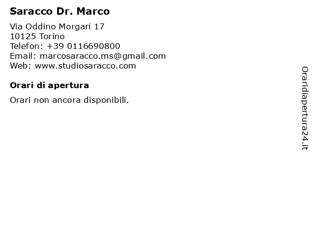 Saracco Dr. Marco a Torino: indirizzo e orari di apertura