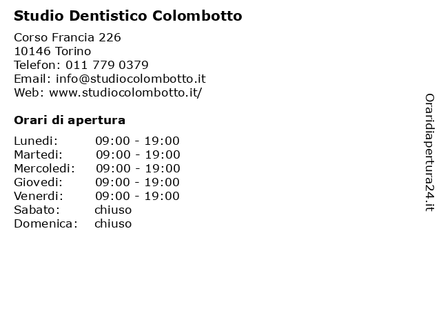 Studio Dentistico Colombotto a Torino: indirizzo e orari di apertura