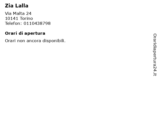 Zia Lalla a Torino: indirizzo e orari di apertura
