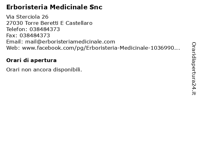 Erboristeria Medicinale Snc a Torre Beretti E Castellaro: indirizzo e orari di apertura