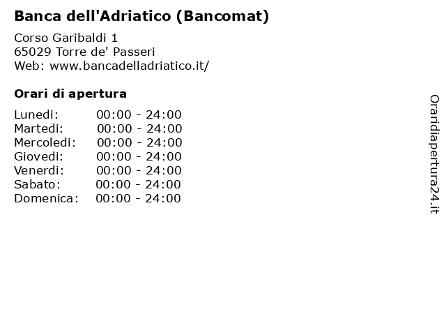 Banca dell'Adriatico (Bancomat) a Torre de' Passeri: indirizzo e orari di apertura