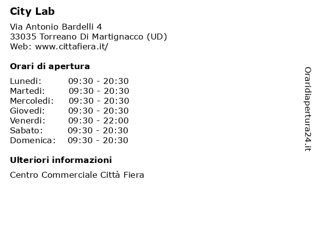 City Lab a Torreano Di Martignacco (UD): indirizzo e orari di apertura