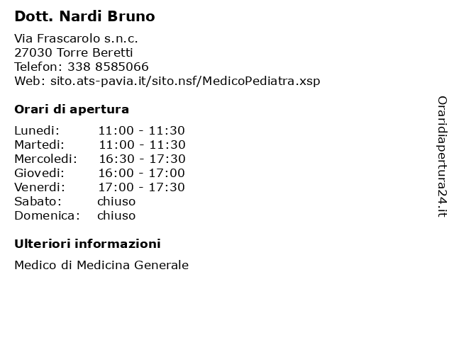 Dott. Nardi Bruno a Torreberetti: indirizzo e orari di apertura
