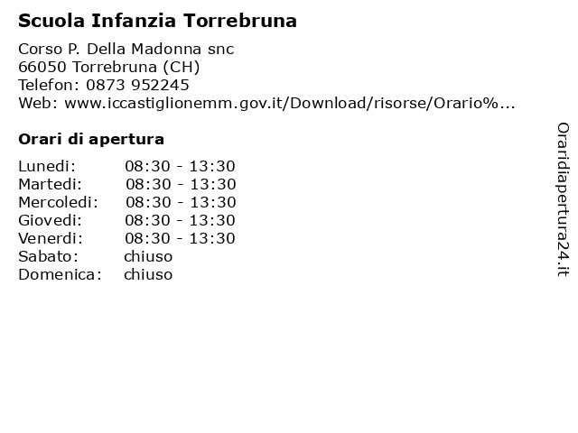 Scuola Infanzia Torrebruna a Torrebruna (CH): indirizzo e orari di apertura