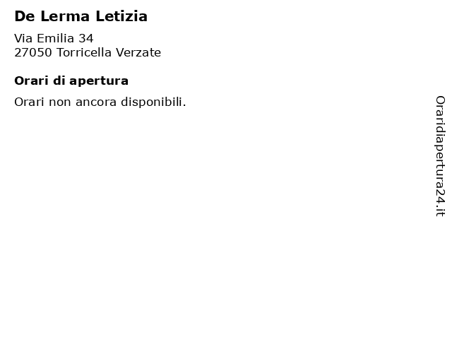 De Lerma Letizia a Torricella Verzate: indirizzo e orari di apertura