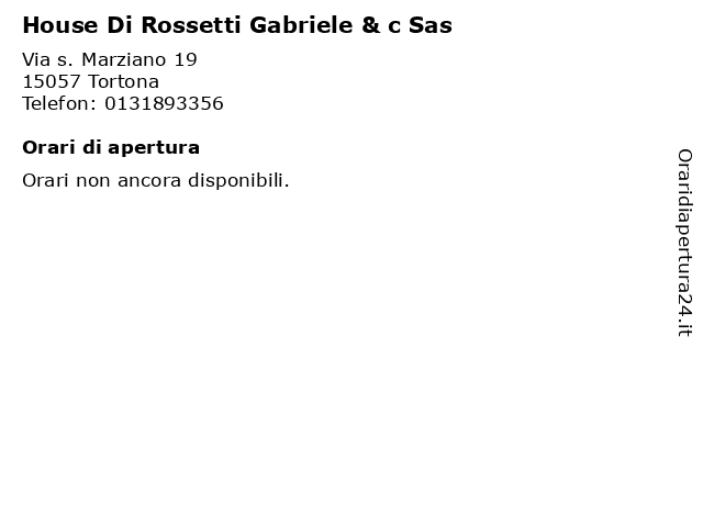 House Di Rossetti Gabriele & c Sas a Tortona: indirizzo e orari di apertura