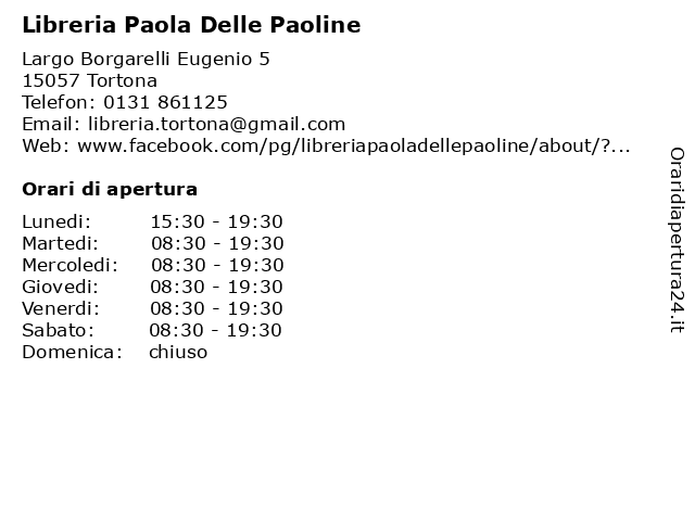Libreria Paola Delle Paoline a Tortona: indirizzo e orari di apertura