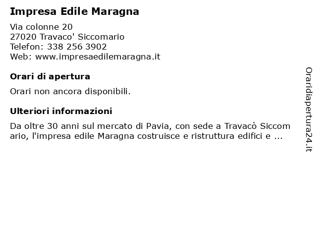 Impresa Edile Maragna a Travaco' Siccomario: indirizzo e orari di apertura