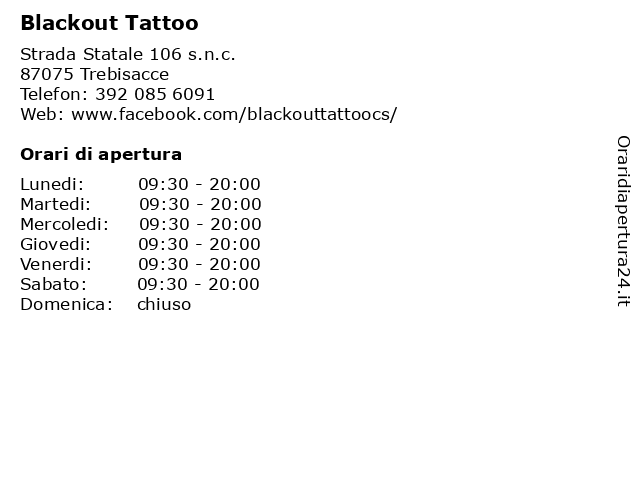Blackout Tattoo a Trebisacce: indirizzo e orari di apertura