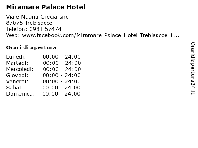 Miramare Palace Hotel a Trebisacce: indirizzo e orari di apertura