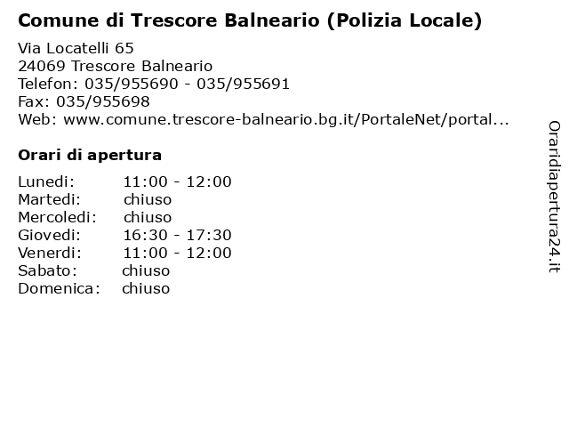 Comune di Trescore Balneario (Polizia Locale) a Trescore Balneario: indirizzo e orari di apertura