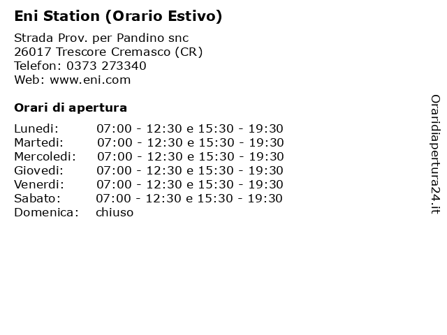Eni Station (Orario Estivo) a Trescore Cremasco (CR): indirizzo e orari di apertura
