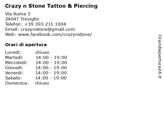 Crazy n Stone Tattoo & Piercing a Treviglio: indirizzo e orari di apertura