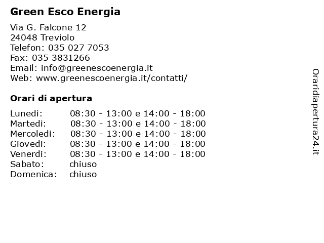 Green Esco Energia a Treviolo: indirizzo e orari di apertura