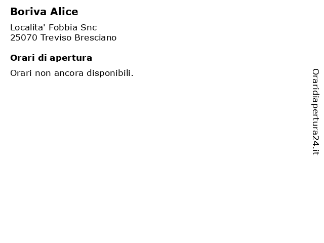 Boriva Alice a Treviso Bresciano: indirizzo e orari di apertura