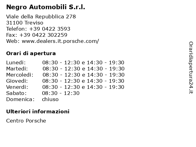 Negro Automobili S.r.l. a Treviso: indirizzo e orari di apertura
