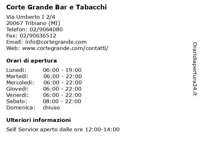 Corte Grande Bar e Tabacchi a Tribiano (MI): indirizzo e orari di apertura